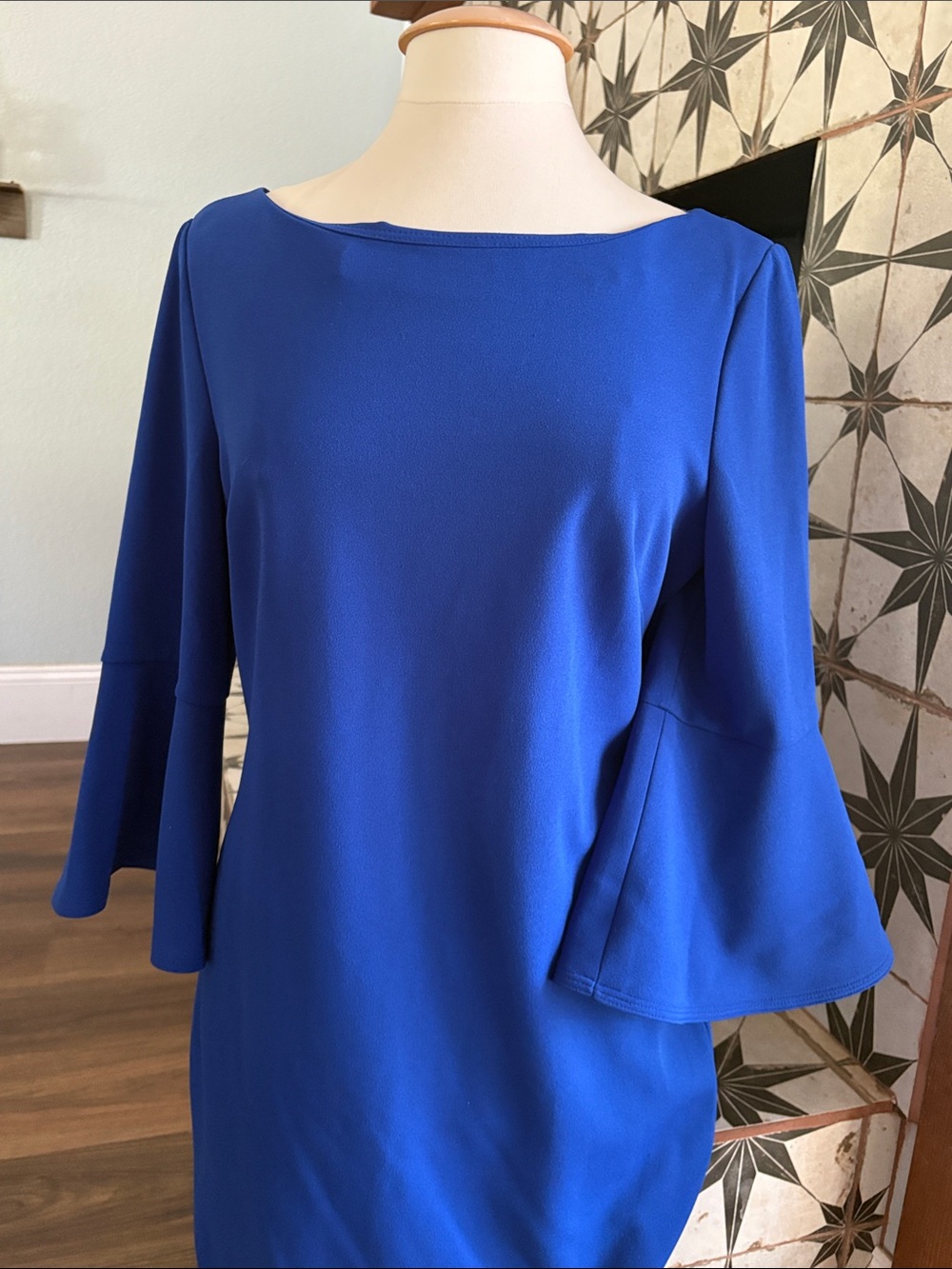 Elegant Royal Blue Bell-Sleeve Women’s Dress by Jessica H.